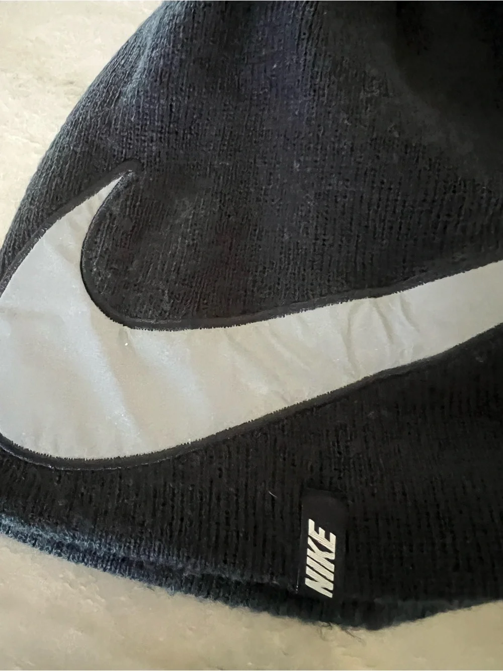 Nike Black Beanie with Large Reflective Swoosh